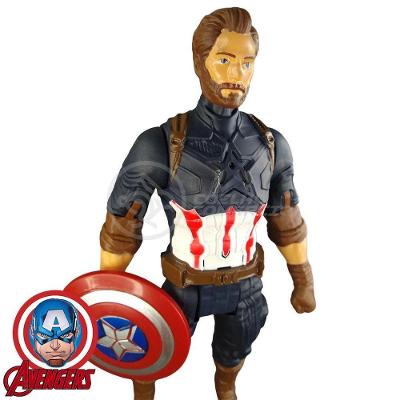 Boneco Action Figure Vingadores Capitão America 29cm com Fala e Personagem Azul Smart Bracelet