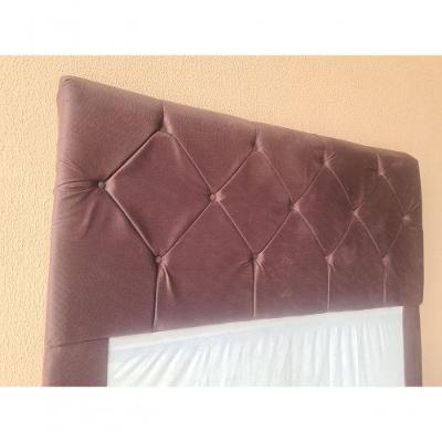 Cabeceira Pâmela Cama Box Estofada Capitone - élpis Móveis Suede Bege 90cm