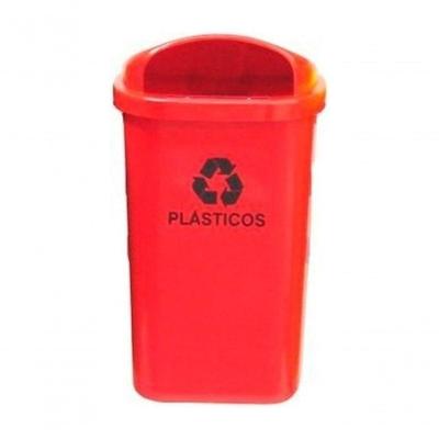 Cesto para Coleta Seletiva Individual 50L sem Poste Vermelho Higipack