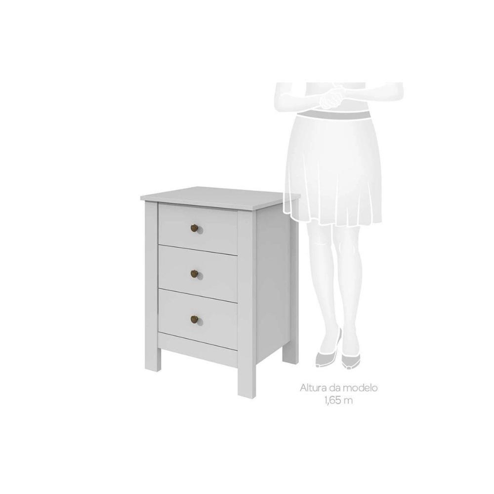 Mesa Cabeceira Maggiore c/ 3 Gavetas Rovere/Amêndoa - Lopas - 4