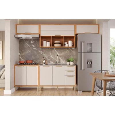 Cozinha Completa Eloise C5P256 9 Portas 3 Gavetas MDF 200CM Cinamomo-off White com Balcões
