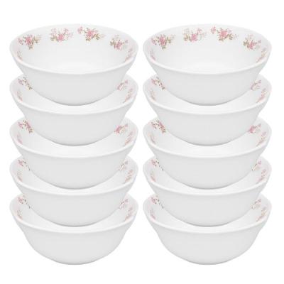 Jogo 10 Bowl Tigela Cumbuca Caldos Sobremesas Flowers Pink Vidro 400ml Em Casa Tem