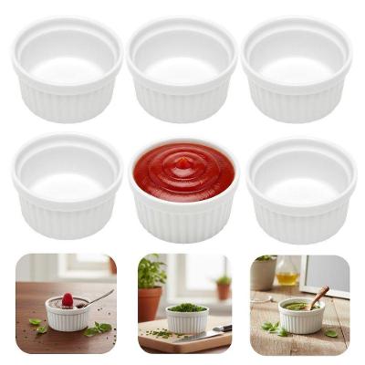 Jogo 6 Mini Bowls De Porcelana Molheira Ramequim Clássico Branco Lyor 75