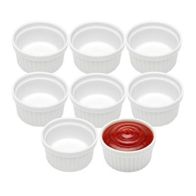 Jogo 8 Mini Bowls De Porcelana Molheira Ramequim Clássico Branco Lyor 75