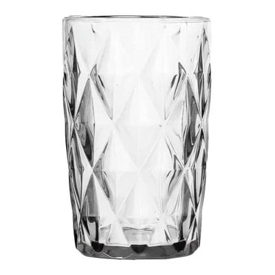 Copo Diamond De Vidro Diamante Transparente Alto Para água E Drinks 390ml Lyor