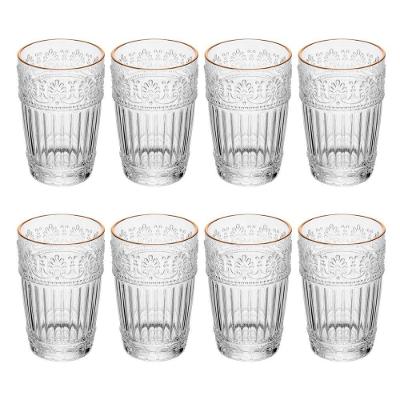 Jogo 8 Copo Mauve Com Fio De Ouro 350ml De Cristal Ecológico Wolff