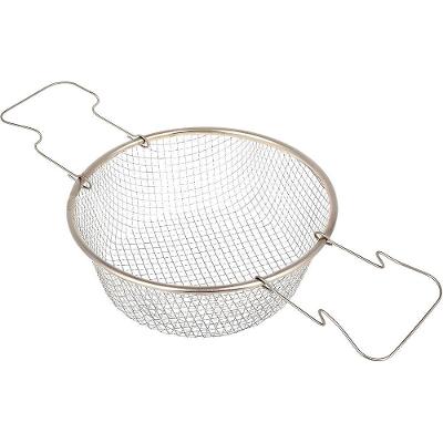 Cesto para Fritura Aço Inox com Alça Redondo 22cm para Alimentos Crocantes com Alça Ergonômica Prata