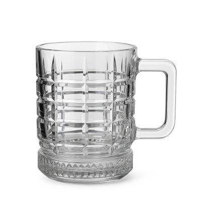 Caneca de Vidro Elusia para Café e Cappuccino 250ML Relevo Quadrados Transparente em Casa Tem