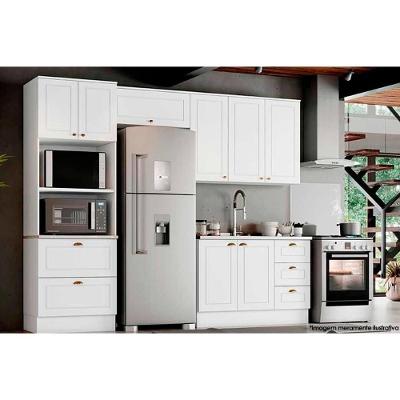 Cozinha Completa Americana 4 Peças C4P11 8 Portas 5 Gavetas MDF Branco