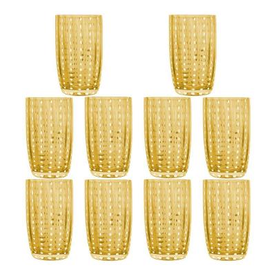 Kit 10 Copos Alto De Vidro Para água Sucos E Refrigerante Orquídea âmbar 500ml Wolff