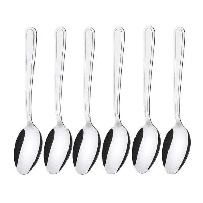 Jogo 6 Colheres De Sobremesa Aço Inox Prata Linha Bronze Em Casa Tem