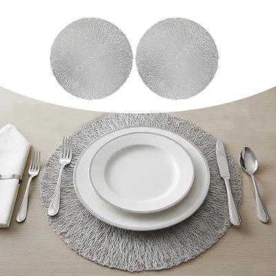Jogo Americano 2 Lugares Sousplat 38cm Redondo De Plástico Para Mesa Columbus Prata Lyor