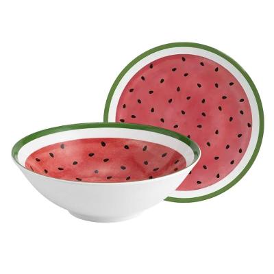 Bowl Tigela Cumbuca De Cerâmica Decorado 300ml Melancia Frutas Tropical Alleanza