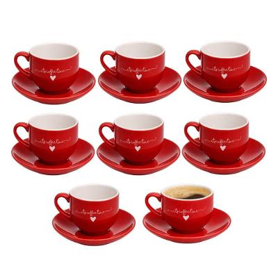 Jogo 8 Xícara De Café De Porcelana 90ml Vermelha Coração Lamour Haüskraft