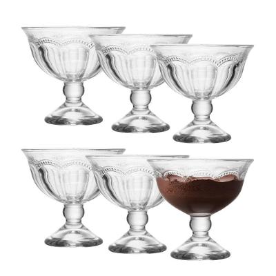 Jogo De Sobremesa 6 Taças De Vidro Transparente Belle Epoque Sorvete 180ml Lyor