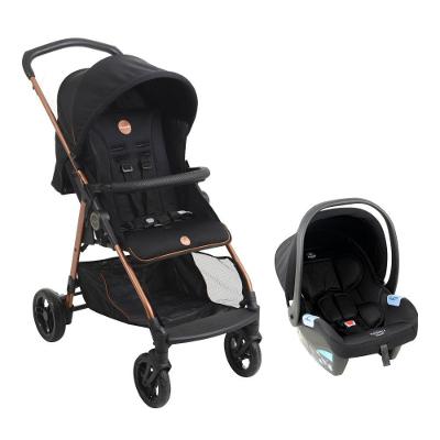 Travel System Burigotto Carrinho De Bebê Lui Até 22kg Com Bebê Conforto Materna Preto Cobre