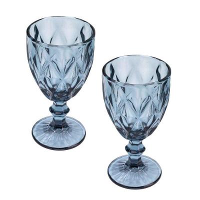 Jogo De 2 Taças De Vidro Cor Azul Diamond Para água Vinho Lyor 300ml