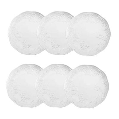 Jogo 6 Pratos Raso Porcelana New Bone Butterfly 26,5cm Lyor Branco