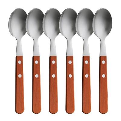Jogo 6 Colheres De Sopa Cabo De Madeira Churrasco Astana 20cm Em Casa Tem