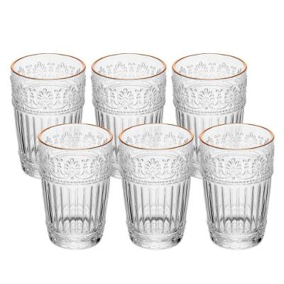 Jogo 6 Copo Mauve Com Fio De Ouro 350ml De Cristal Ecológico Wolff