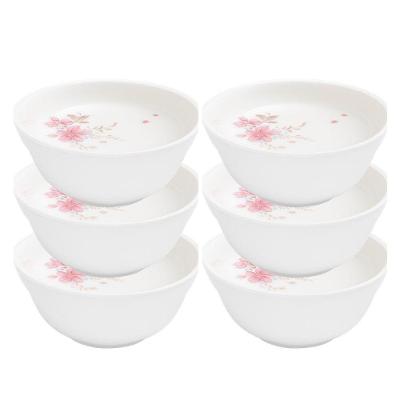 Jogo 6 Tigela Cumbuca Média Saladeira Sobremesas Flowers Bord Vidro 750ml 19cm Em Casa Tem