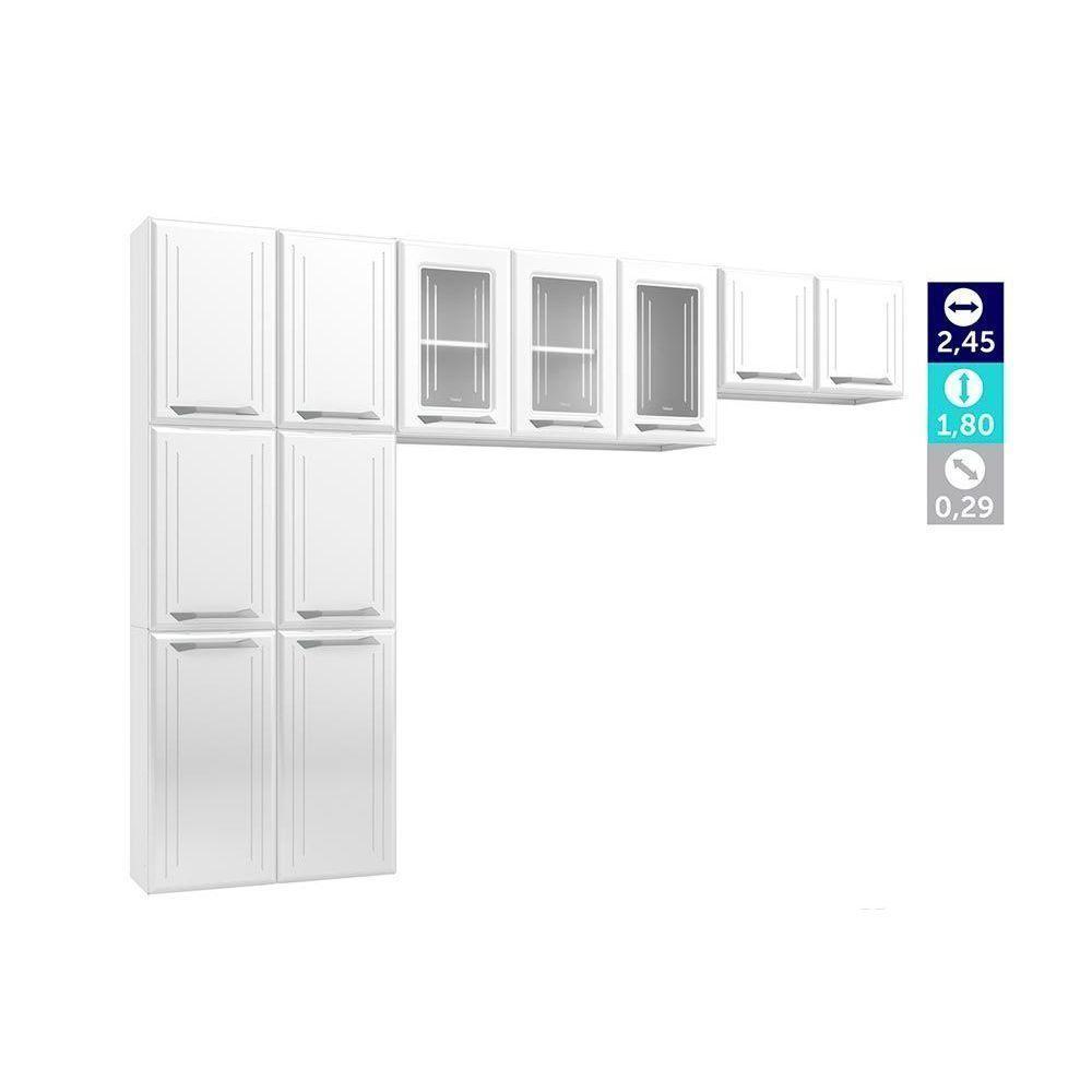 Cozinha Compacta Topázio 3 Peças (2 Armários + 1 Paneleiro) CPT123 Branco - Telasul - 4