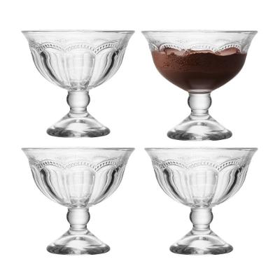 Jogo De Sobremesa 4 Taças De Vidro Transparente Belle Epoque Sorvete 180ml Lyor