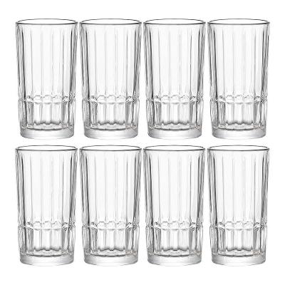 Jogo 8 Copo Alto De Vidro Lapidado Transparente Para água E Drinks Cristalle Haüskraft 385ml