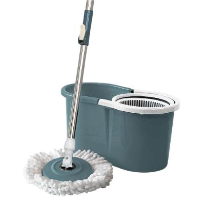 Conjunto Mop Rotatório Compact 9L com Balde e Cesto Plástico Azul Petróleo Nobre Tpc