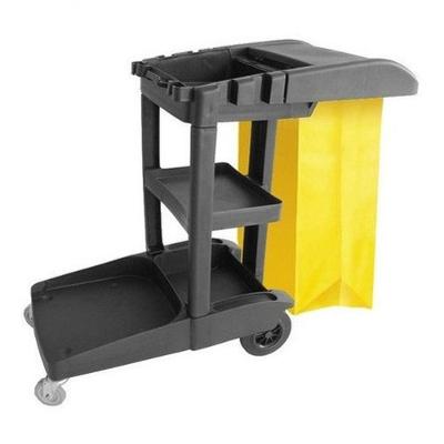 Carrinho Funcional de Limpeza W2 com Plataforma para Balde Espremedor e Capacidade 80L Amarelo