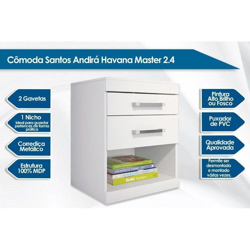 Mesa Cabeceira Plus c/ 2 Gavetas Branco - Santos Andirá - 2