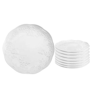 Jogo 8 Pratos Raso Porcelana New Bone Butterfly 26,5cm Lyor Branco