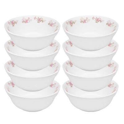 Jogo 8 Bowl Tigela Cumbuca Caldos Sobremesas Flowers Pink Vidro 500ml 16cm Em Casa Tem