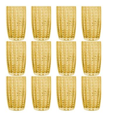 Kit 12 Copos Alto De Vidro Para água Sucos E Refrigerante Orquídea âmbar 500ml Wolff
