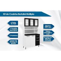Cozinha Compacta Múltipla c/ 6 Portas (3 c/ Vidro) e 2 Gavetas Branco/Preto - Bertolini - 2