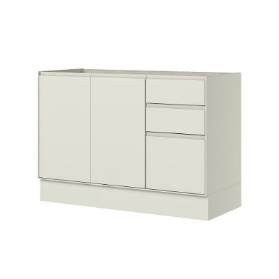 Balcão Pia 03 Portas 02 Gavetas 120cm Fineze C656 Areia Hp - Henn