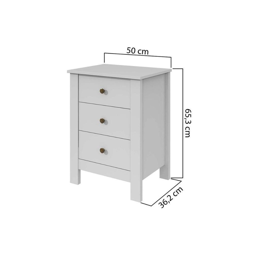 Mesa Cabeceira Maggiore c/ 3 Gavetas Rovere/Amêndoa - Lopas - 2