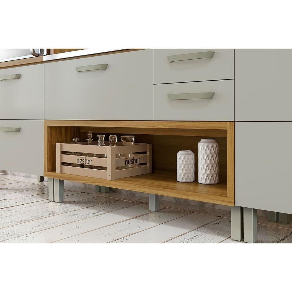 Cozinha Compacta Princesa 3 Peças (balcão + Aéreo + Paneleiro) C3p23 Freijo/off White - Nesher - 4