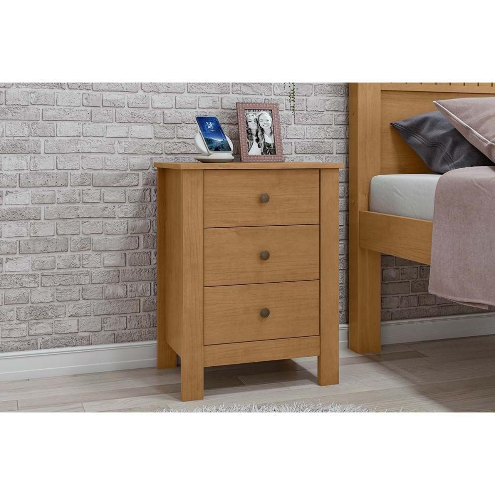 Mesa Cabeceira Maggiore c/ 3 Gavetas Rovere/Amêndoa - Lopas - 1