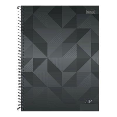 Caderno Espiral Universitário Zip Geométrico 10 Matérias Cinza - Tilibra