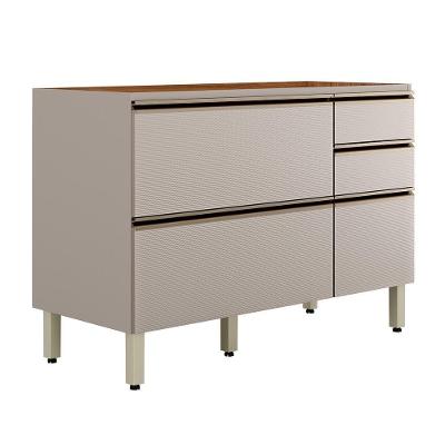Balcão Para Pia Proença D9140 120 Cm 1 Porta Basculante E 4 Gavetas Nogueira Nude Prime Tx - Demartêz