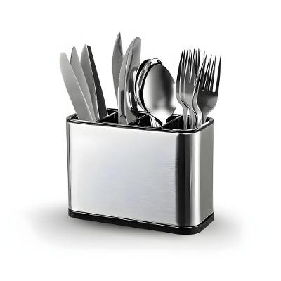 Dispenser Porta Talher Inox 4 Divisórias para Organização em Aço Inoxidável