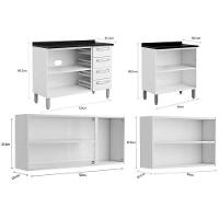 Cozinha Completa Evidence 4 Peças (2 Armários + 2 Balcões) C4P41 Branco/Preto - Bertolini