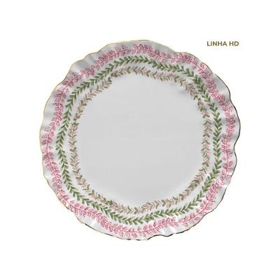 Sousplat Pink Palm em Cerâmica com Estampa de Folhagens Tropicais Rosa Maison Blanche