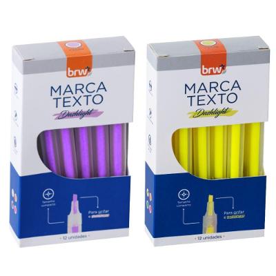 Marca-texto Fluorescente BRW Marca Texto Fluorescente Transparente Traço 1-4MM Kit 4 Caixas 12