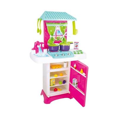 Cozinha Infantil Geladeira Fogão com Pia e Torneira Funcional Sai Água Rosa Lua de Cristal