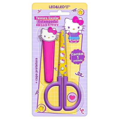 Tesoura Escolar Estampada Com Capa Hello Kitty 13cm Leo&leo