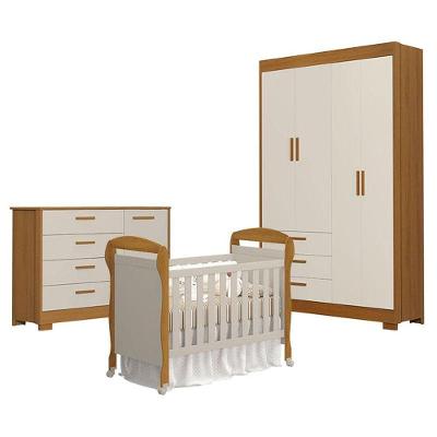 Quarto De Bebê Zaki Com Berço Americano Danny Areia Savana Acetinado - Reller