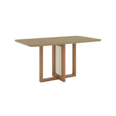 Mesa De Jantar Natalí 04 Lugares Canto Arredondado Com Vidro Sc157 Nature - Henn