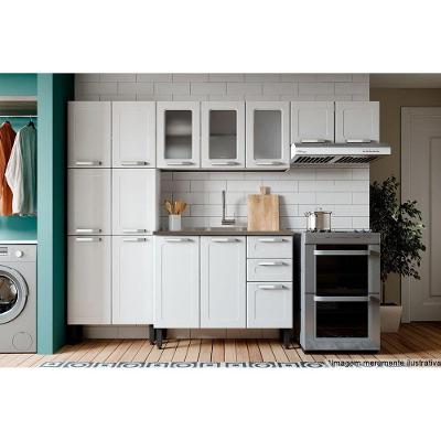 Cozinha Completa Múltipla 4 Peças C4P78 6 Portas 2 Gavetas Aço Branco